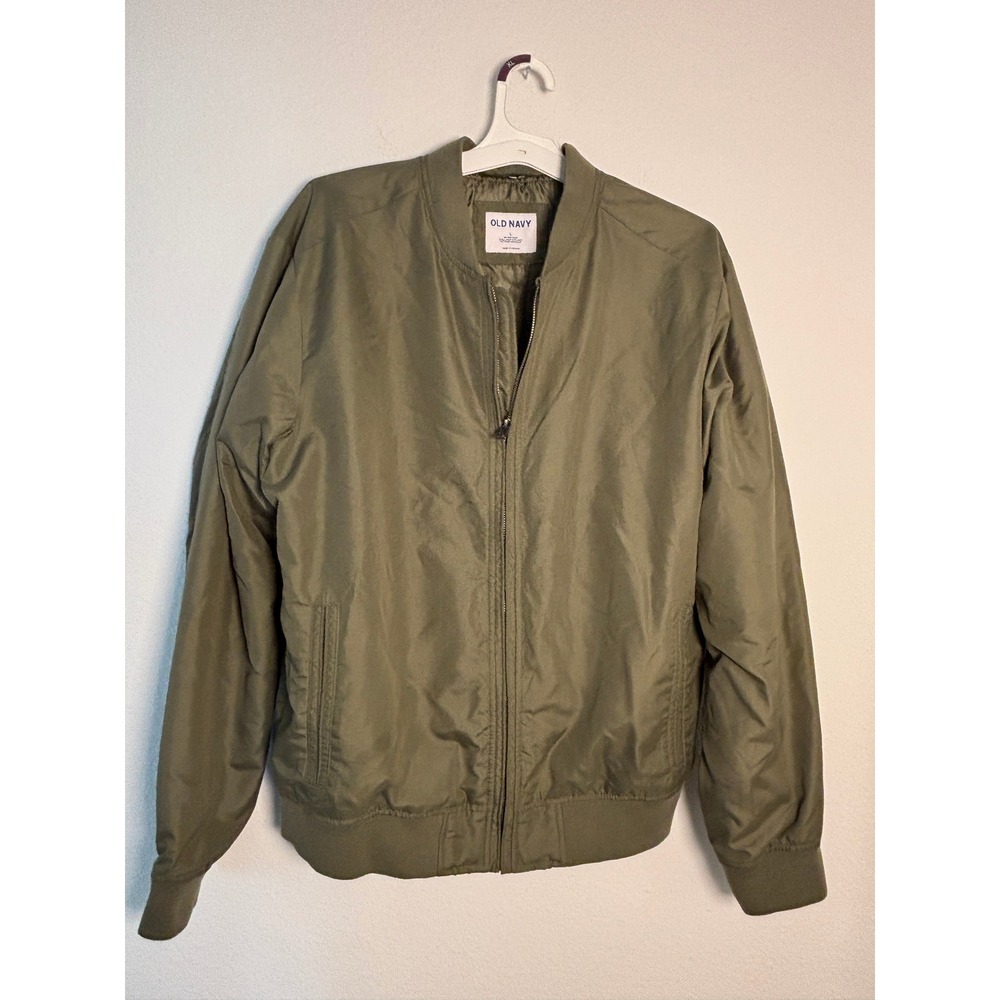 Old Navy Mens Olive Green Go-Recycled Bomber Jacket Full Zip Size‎ Large